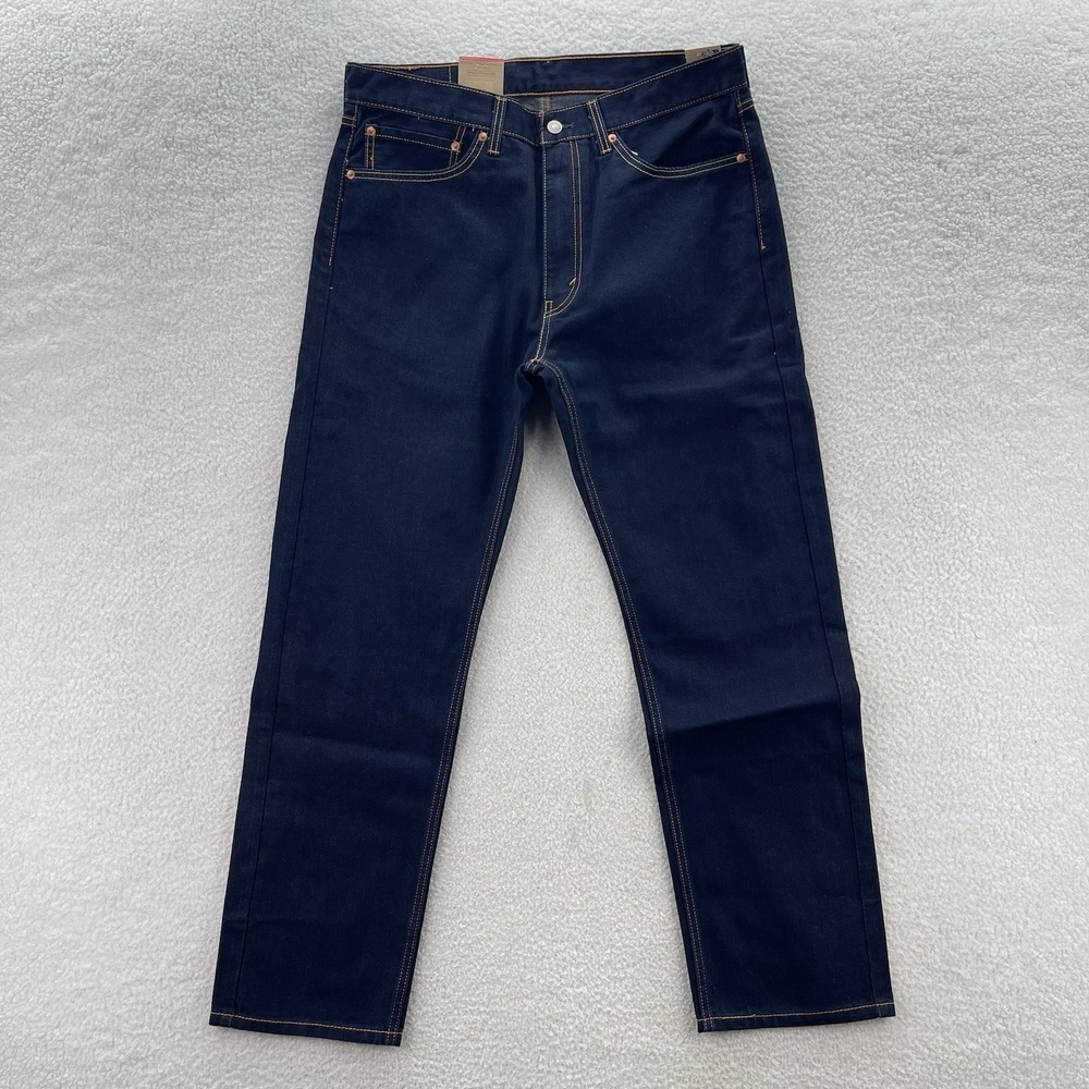 Levis 505 Jeans Mens 36x32 Blue Regular Straight Dark Wash Stretch Denim Cowboy